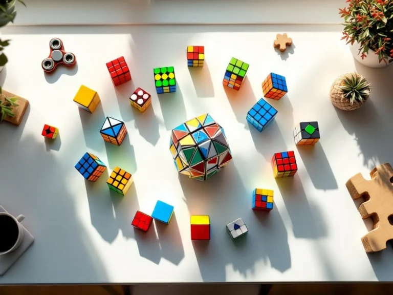 Kleurrijke speedcubes en metalen hersenbreker op wit bureau met natuurlijk licht, bovenaanzicht


---

**Note:** The alt text is in Dutch (NL) as requested and stays under 125 characters while capturing the essential elements of the image for accessibility and SEO purposes.