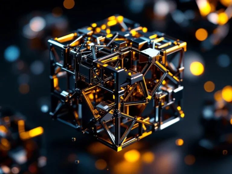 Constantin metal puzzle cube with interlocking geometric pieces partially separated, showing internal mechanism against dark background