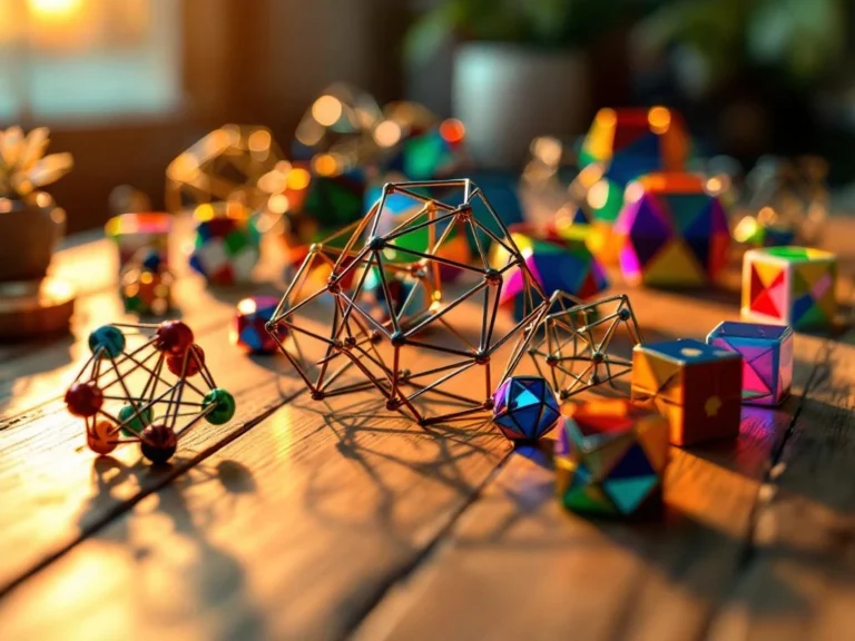 Colorful puzzle cubes and brain teasers arranged on wooden surface with dramatic lighting, showcasing problem-solving games