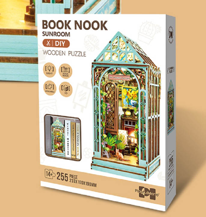 Productvisuals_Modelbouw 3D Wooden Puzzle Book Nook Tuinserre 2