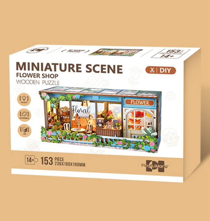Productvisuals_Modelbouw 3D Wooden Puzzle Miniatuur Bloemenboetiek 2