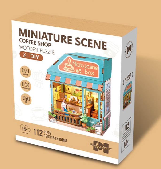 Productvisuals_Modelbouw 3D Wooden Puzzle Miniatuur Koffiehuis 2